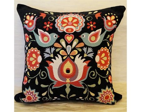 Birds and Flowers Chenille Cushion Cover 43cm x 43cm