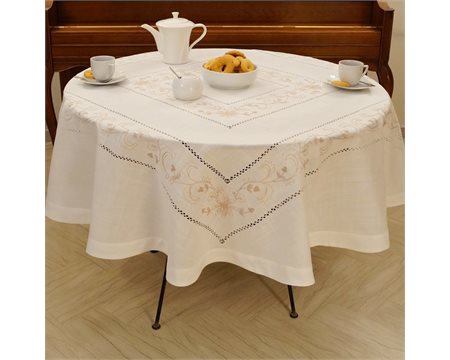 Alexandra Machine-Embroidered Round Tablecloth 220cm