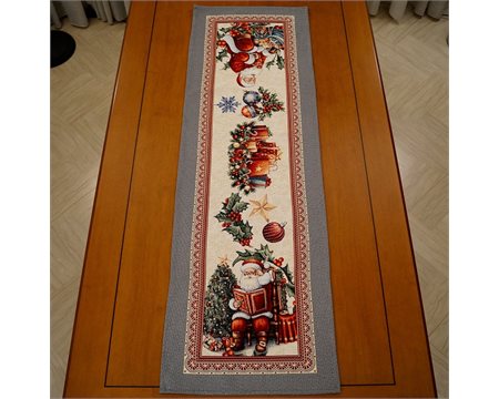 Δώρα Άϊ-Βασίλης Ασημί Ράνερ Ταπισερί-Στόφα 35cm x 95cm
