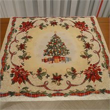 Κορδέλα-Χριστουγεννιάτικο Δέντρο Τετράγωνο Τραπεζομάντηλο Ταπισερί-Στόφα 100cm