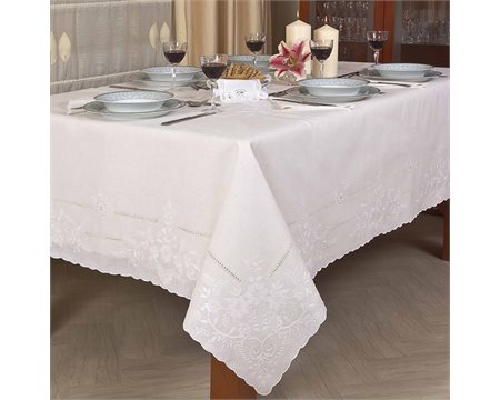 Margaret Handmade Rectangular Tablecloth 175cm x 270cm with 12 Napkins