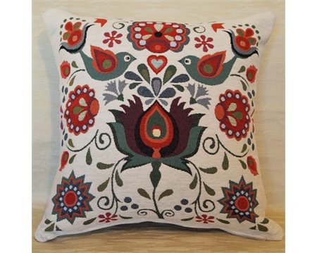 Birds and Flowers Chenille Cushion Cover 45cm x 45cm
