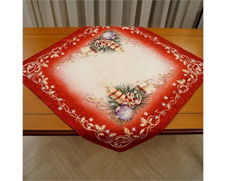 Κεριά Κόκκινο Τραπεζομάντηλο Τετράγωνο Ταπισερί-Στόφα 100cm