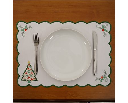 Christmas Tree Machine-embroidered Placemat 30cm x 45cm