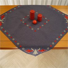 Ταρανδάκια Γκρι Τετράγωνο Τραπεζομάντηλο Κεντημένο στη μηχανή 90cm