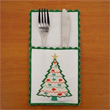 Christmas Tree Machine-embroidered Fork & Knife Bag