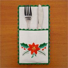 Poinsettia Machine-embroidered Fork & Knife Bag