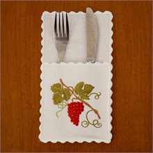 Vine White Machine-embroidered Fork & Knife Bag