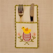 Little Chicken Machine-embroidered Fork & Knife Bag