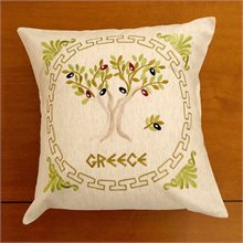 Greek Key-Olive Machine-embroidered Cushion Cover 41cm x 41cm