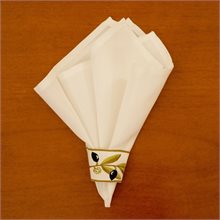 Olive White Machine-embroidered Napkin Ring