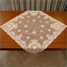 Καλυψώ Τραπεζομάντηλο Τετράγωνο με Κέντημα Μηχανής πάνω σε Τούλι 85cm