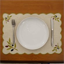 Olive Branch Machine-embroidered Beige Placemat 30cm x 45cm