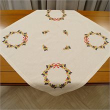 Γκι Στεφάνι Μπεζ Τετράγωνο Τραπεζομάντηλο με κέντημα μηχανής 92εκ