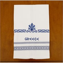 Ακροκέραμο Βαμβακερό Λευκό Ποτηρόπανο με Κέντημα Μηχανής 50cm x 75cm